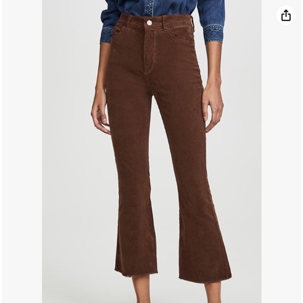 DL1961 Womens Bridget Cropped Frayed Hem Bootcut Corduroy |  Walnut | Size  29